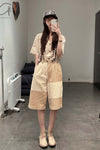 AVIVA JIFEI XUE White Beige Stripe Panel Shorts S22-SLS